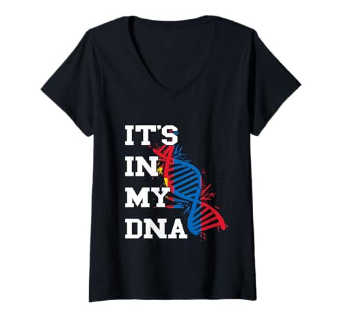 Damen Mongolei It's In My DNA Mongolian Pride Mongolian Roots T-Shirt mit V-Ausschnitt von Cool Mongolian Roots Mongolia