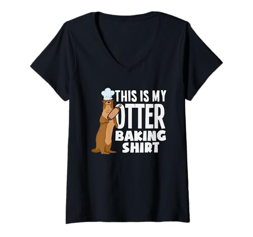 Damen Seeotter-Cartoon Das ist Mein Otter-Bakenhemd T-Shirt mit V-Ausschnitt von Cool Nature Wildlife Zoo Otter Lovers Graphic Tees
