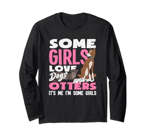 Girls I'm Some Girls Dogs Seeotter-Zeichentrickfilm Langarmshirt von Cool Nature Wildlife Zoo Otter Lovers Graphic Tees
