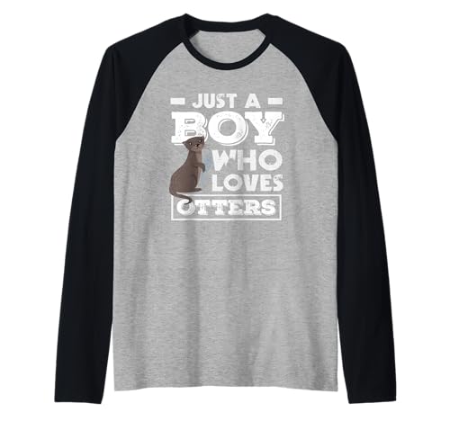 Sea Otter Cartoon Boy Loves Otters Grafik Raglan von Cool Nature Wildlife Zoo Otter Lovers Graphic Tees