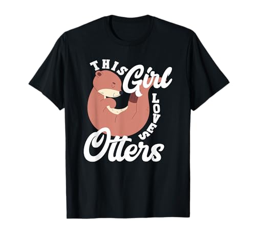 Seeotter-Cartoon-Mädchen liebt Otter T-Shirt von Cool Nature Wildlife Zoo Otter Lovers Graphic Tees