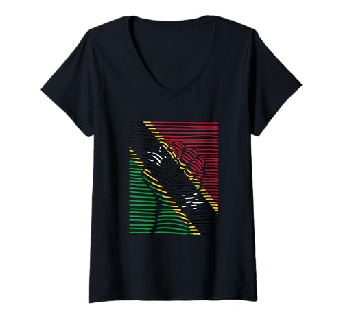 Damen St. Kitts und Nevis Handfist Kittitian Roots Nevisian Flag T-Shirt mit V-Ausschnitt Damen St. Kitts und Nevis Handfist Kittitian Roots Nevisian Flag T-Shirt mit V-Ausschnitt von Cool Nevisian Roots Saint Kitts and Nevis