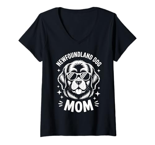 Damen Neufundländer Hund Mama Newfie Lustiger Neufundländer Hund T-Shirt mit V-Ausschnitt Damen Neufundländer Hund Mama Newfie Lustiger Neufundländer Hund T-Shirt mit V-Ausschnitt von Cool Newfoundland Dog Funny Newfie Mom Design