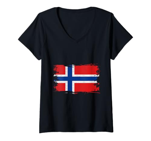 Damen Norwegische Flagge Norwegische Wurzeln Norwegen Norwegian Pride T-Shirt mit V-Ausschnitt Damen Norwegische Flagge Norwegische Wurzeln Norwegen Norwegian Pride T-Shirt mit V-Ausschnitt von Cool Norwegian Roots Norway