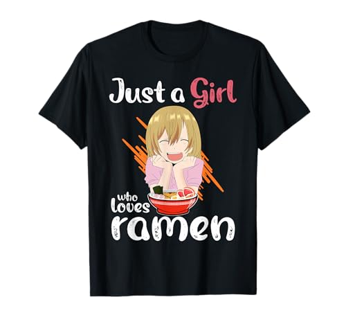 Kawaii Anime Girl Eating Ramen Japanese Noodle Anime T-Shirt von Cool Otaku Manga Anime Tees