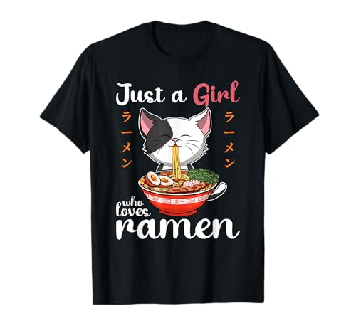 Kawaii Neko Just A Girl Who Loves Cats And Ramen T-Shirt von Cool Otaku Manga Anime Tees