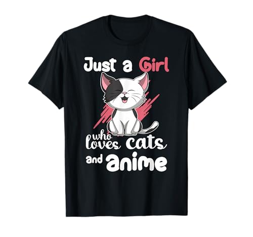 Kawaii Neko Just A Girl Who Loves Cats and Anime T-Shirt von Cool Otaku Manga Anime Tees