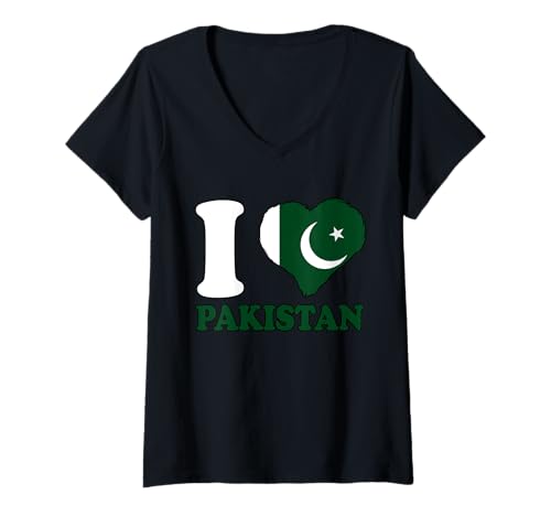 Damen Ich Liebe Pakistan Pakistani Pride Pakistani Roots Pakistan T-Shirt mit V-Ausschnitt Damen Ich Liebe Pakistan Pakistani Pride Pakistani Roots Pakistan T-Shirt mit V-Ausschnitt von Cool Pakistani Roots Pakistan