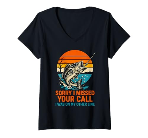 Damen Bassfischen Tut mir leid, ich habe deinen Anruf verpasst. Coole Jungs, lustiges Angeln T-Shirt mit V-Ausschnitt Damen Bassfischen Tut mir leid, ich habe deinen Anruf verpasst. Coole Jungs, lustiges Angeln T-Shirt mit V-Ausschnitt von Cool Papa - Bass Fishing Gear