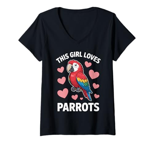 Damen Dieses Mädchen liebt Papageien T-Shirt mit V-Ausschnitt Damen Dieses Mädchen liebt Papageien T-Shirt mit V-Ausschnitt von Cool Parrot Fun Parrots Designs