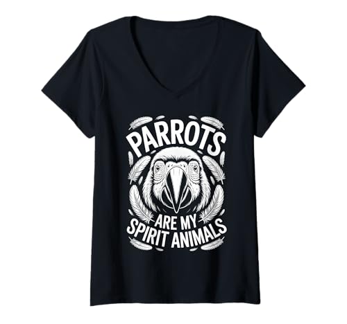 Damen Papageien Geist Tiere Lustiger Papagei T-Shirt mit V-Ausschnitt Damen Papageien Geist Tiere Lustiger Papagei T-Shirt mit V-Ausschnitt von Cool Parrot Funny Parrots Design