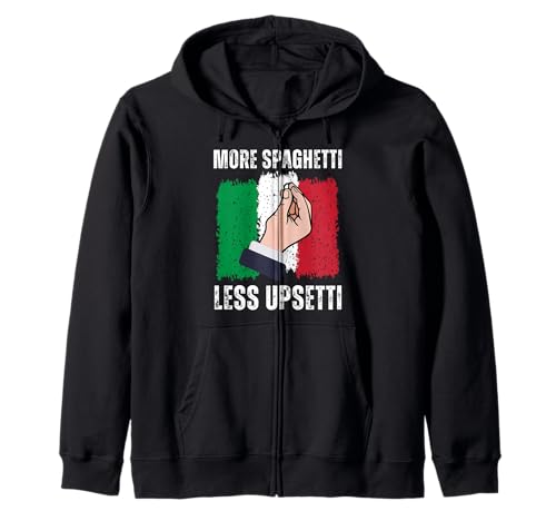 Funny Less Upsetti More Spaghetti Italian for Men Women Kapuzenjacke von Cool Pasta Lover Quote Italy Hand Gesture Tee