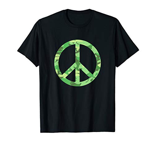 Herren Green Camouflage Peace Day Pacifist Symbol Cool Graphic T-Shirt von Cool Peace Sign Apparel