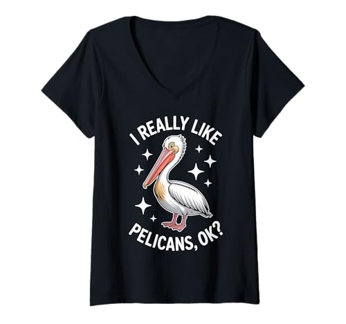 Damen Wirklich wie Pelikane Lustiger Pelikan T-Shirt mit V-Ausschnitt Damen Wirklich wie Pelikane Lustiger Pelikan T-Shirt mit V-Ausschnitt von Cool Pelican Bird Cool Pelicans Design