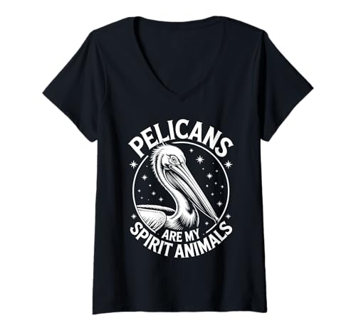 Damen Pelicans Spirit Animals Lustiger Pelikan T-Shirt mit V-Ausschnitt Damen Pelicans Spirit Animals Lustiger Pelikan T-Shirt mit V-Ausschnitt von Cool Pelican Bird Fun Pelicans Design