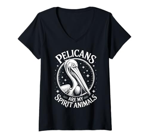 Damen Pelicans Spirit Animals Lustiger Pelikan T-Shirt mit V-Ausschnitt Damen Pelicans Spirit Animals Lustiger Pelikan T-Shirt mit V-Ausschnitt von Cool Pelican Bird Funny Pelicans Design