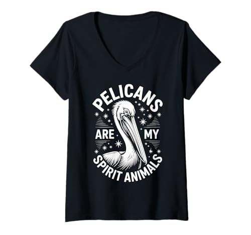 Damen Pelicans Spirit Animals Lustiger Pelikan T-Shirt mit V-Ausschnitt Damen Pelicans Spirit Animals Lustiger Pelikan T-Shirt mit V-Ausschnitt von Cool Pelican Bird Funny Pelicans Designs