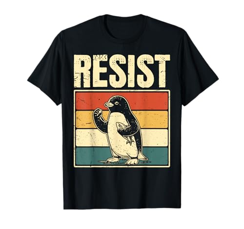 Retro Pinguin Resist Pinguine Aktivismus Lustig Männer Frauen T-Shirt Retro Pinguin Resist Pinguine Aktivismus Lustig Männer Frauen T-Shirt von Cool Penguin Resist Penguins Protest Graphic Art.