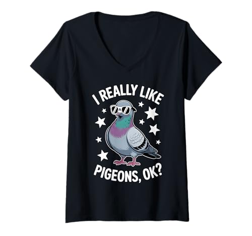 Damen Tauben Lustige Taube T-Shirt mit V-Ausschnitt Damen Tauben Lustige Taube T-Shirt mit V-Ausschnitt von Cool Pigeons Cool Pigeon Design