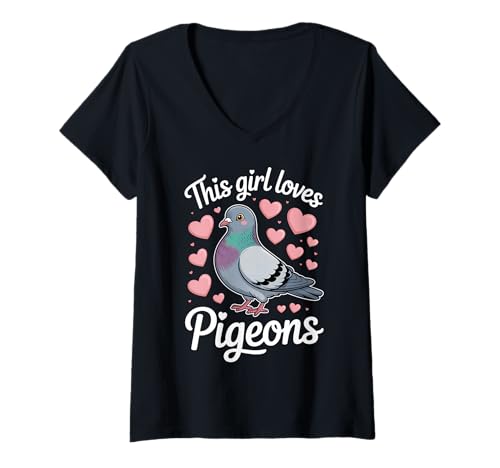 Damen Pigeon Girl Lustige Taube T-Shirt mit V-Ausschnitt Damen Pigeon Girl Lustige Taube T-Shirt mit V-Ausschnitt von Cool Pigeons Funny Pigeon Design