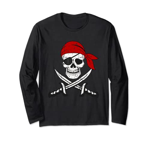 Piraten Shirt Kinder oder Erwachsene Schwerter und Totenkopf Langarmshirt von Cool Pirate Shirts