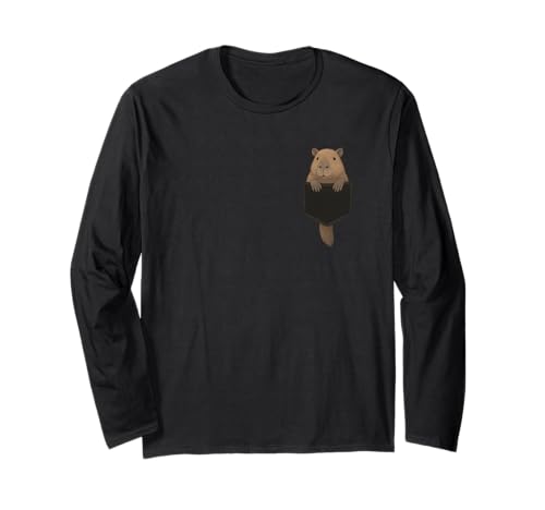 Niedliche Capybara lustige Capybara in Tasche für Männer und Frauen Langarmshirt von Cool Pocket Capybara Clothes For Kids Girls Boys