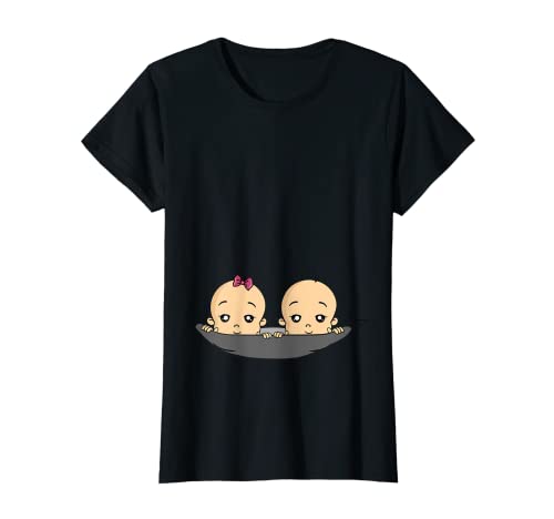 Damen Werdende Mama Mutter Babybauch Zwillinge Junge Mädchen T-Shirt von Cool Pregnancy Designs by Beppolusion