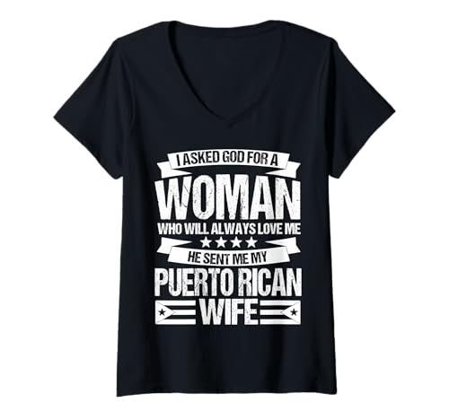 Damen Kleidung für Ehemänner aus Puerto Rico — Herzliches Ehemann-Design T-Shirt mit V-Ausschnitt Damen Kleidung für Ehemänner aus Puerto Rico — Herzliches Ehemann-Design T-Shirt mit V-Ausschnitt von Cool Puerto Rican Husband Quote Merch