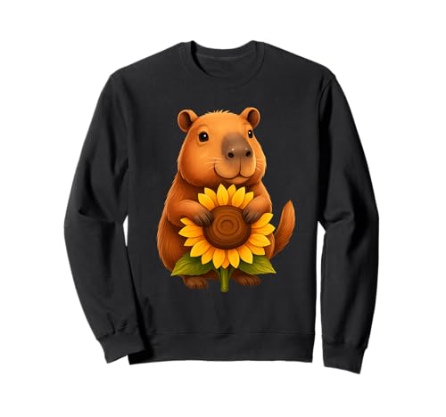 Süße Capybara Umarmung helle Sommer-Sonnenblume Männer Frauen Kinder Sweatshirt von Cool Raccoon Sunflower Outfits Apparel
