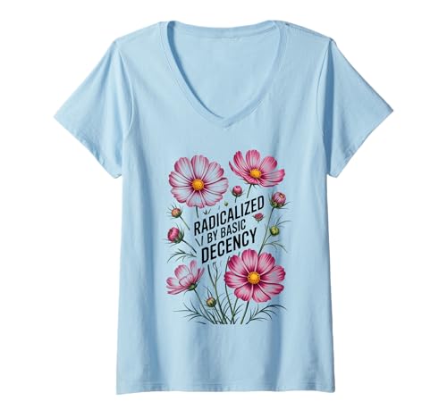 Damen Radicalized By Basic Decency Equality Vintage Floral Damen T-Shirt mit V-Ausschnitt Damen Radicalized By Basic Decency Equality Vintage Floral Damen T-Shirt mit V-Ausschnitt von Cool Radicalized By Basic Designs