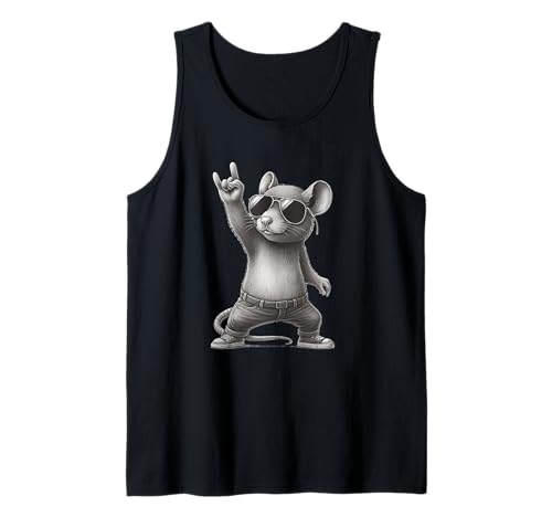 Retro Ratte Rock Musik Männer Kinder Frauen Lustige Ratte Tank Top von Cool Rat and mouse
