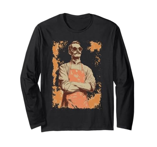 Coole Retro Vintage Cook Chef mit Sonnenbrille für Herren Langarmshirt von Cool Retro Vintage Cook Chef with Sunglasses