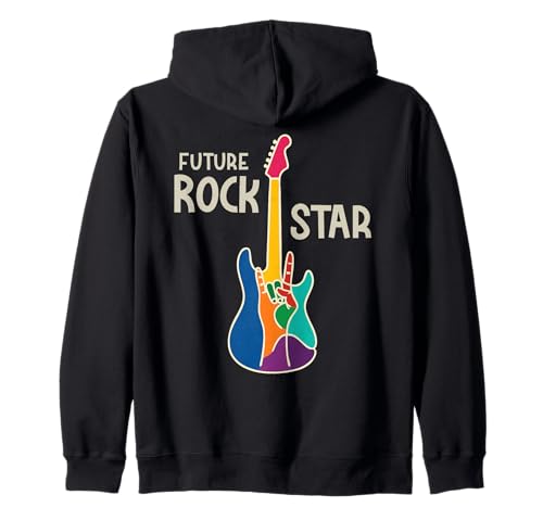 Future Rock Star Gitarre Handzeichen Musikliebhaber Mädchen Jungen Kapuzenjacke von Cool Rock'n Roll Funny Gifts for Kids Guitar Music