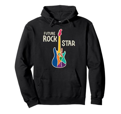 Future Rock Star Gitarre Handzeichen Musikliebhaber Mädchen Jungen Pullover Hoodie von Cool Rock'n Roll Funny Gifts for Kids Guitar Music