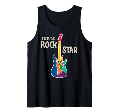 Future Rock Star Gitarre Handzeichen Musikliebhaber Mädchen Jungen Tank Top von Cool Rock'n Roll Funny Gifts for Kids Guitar Music