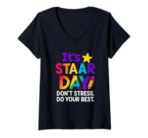 Damen STAAR Day Shirt Don’t Stress Do Your Best Prüfung Motivation T-Shirt mit V-Ausschnitt Damen STAAR Day Shirt Don’t Stress Do Your Best Prüfung Motivation T-Shirt mit V-Ausschnitt von Cool STAAR Test Day Motivation Teacher Student