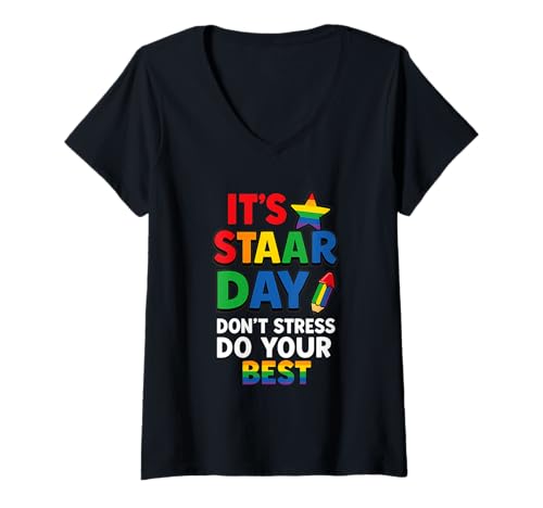 Damen STAAR Day Shirt Don’t Stress Do Your Best Prüfung Motivation T-Shirt mit V-Ausschnitt Damen STAAR Day Shirt Don’t Stress Do Your Best Prüfung Motivation T-Shirt mit V-Ausschnitt von Cool STAAR Test Day Motivation Teacher Student