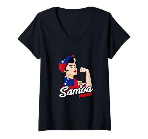 Damen Samoa Flagge Mama Starke Frau Samoanischer Stolz Samoanische Wurzeln T-Shirt mit V-Ausschnitt Damen Samoa Flagge Mama Starke Frau Samoanischer Stolz Samoanische Wurzeln T-Shirt mit V-Ausschnitt von Cool Samoan Roots Samoa