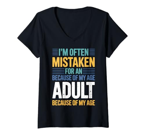 Damen Falsches lustiges Erwachsenenalter T-Shirt mit V-Ausschnitt Damen Falsches lustiges Erwachsenenalter T-Shirt mit V-Ausschnitt von Cool Sarcastic Age Cool Saying Design