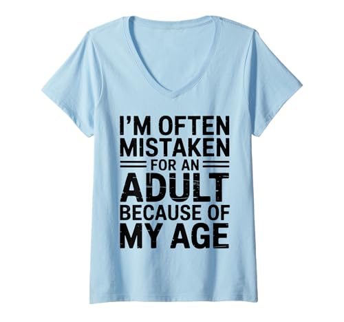 Damen Falsches lustiges Erwachsenenalter T-Shirt mit V-Ausschnitt Damen Falsches lustiges Erwachsenenalter T-Shirt mit V-Ausschnitt von Cool Sarcastic Age Fun Saying Design