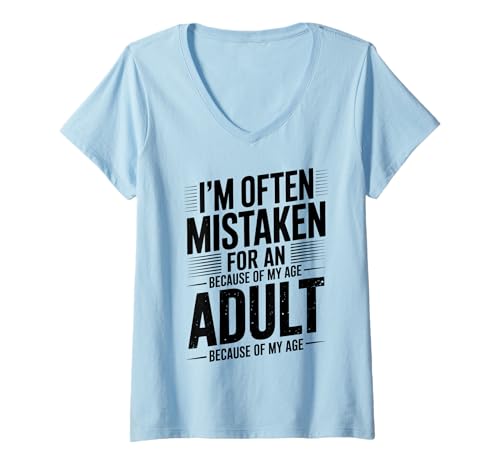Damen Falsches lustiges Erwachsenenalter T-Shirt mit V-Ausschnitt Damen Falsches lustiges Erwachsenenalter T-Shirt mit V-Ausschnitt von Cool Sarcastic Age Funny Saying Designs
