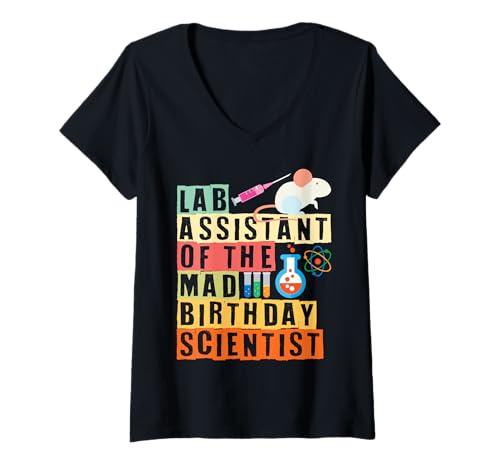 Damen Lab Assistant of the mad Birthday Scientist T-Shirt mit V-Ausschnitt Damen Lab Assistant of the mad Birthday Scientist T-Shirt mit V-Ausschnitt von Cool Scientist Lab Quotes and Lab Crew Designs