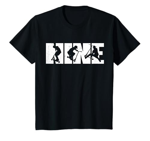 9. Geburtstag Retro Scooter Driver Jungen Kinder 9 Jahre alt T-Shirt von Cool Scooter Rider Birthday Designs Girl Boys Kids