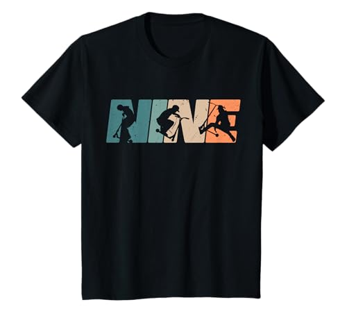 9. Geburtstag Retro Scooter Driver Jungen Kinder 9 Jahre alt T-Shirt von Cool Scooter Rider Birthday Designs Girl Boys Kids