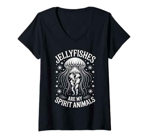 Damen Quallen Geist Tiere Lustige Quallen T-Shirt mit V-Ausschnitt Damen Quallen Geist Tiere Lustige Quallen T-Shirt mit V-Ausschnitt von Cool Sea Ocean Fun Jellyfish Design