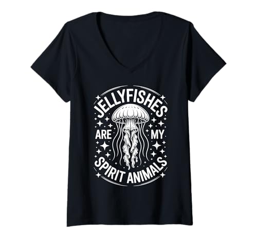 Damen Quallen Geist Tiere Lustige Quallen T-Shirt mit V-Ausschnitt Damen Quallen Geist Tiere Lustige Quallen T-Shirt mit V-Ausschnitt von Cool Sea Ocean Funny Jellyfish Design