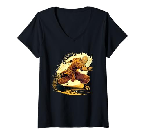 Damen Cooler Shaolin-Mönch T-Shirt mit V-Ausschnitt Damen Cooler Shaolin-Mönch T-Shirt mit V-Ausschnitt von Cool Shaolin Monk