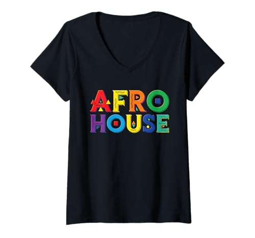 Damen Outfit für das Afro House Musikfestival Amapiano Afro House Music T-Shirt mit V-Ausschnitt Damen Outfit für das Afro House Musikfestival Amapiano Afro House Music T-Shirt mit V-Ausschnitt von Cool South African Afro House Music Lovers Apparel