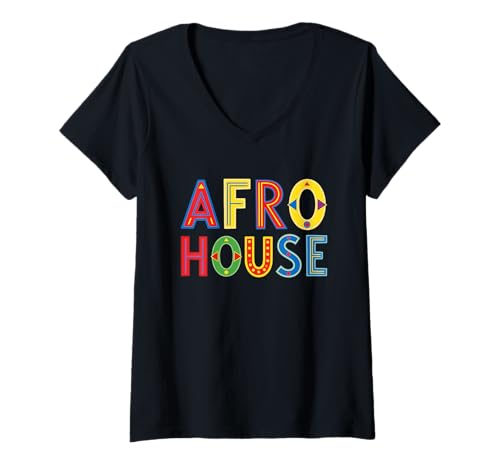 Damen Outfit für das Afro House Musikfestival Amapiano Afro House Music T-Shirt mit V-Ausschnitt von Cool South African Afro House Music Lovers Apparel