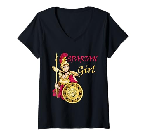 Damen Spartan Girl Leonidas Sparta Warrior Gladiator Soldat T-Shirt mit V-Ausschnitt Damen Spartan Girl Leonidas Sparta Warrior Gladiator Soldat T-Shirt mit V-Ausschnitt von Cool Spartan Ancient Greece History Gladiator